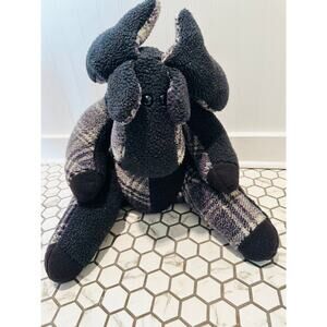 Vintage Plush Maine Patchwork Co Moose Blue/Purple Sits a 15" Tall